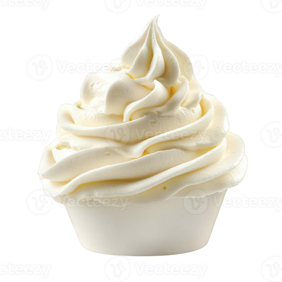 Creamy Whipped Topping In A Small White Cup png