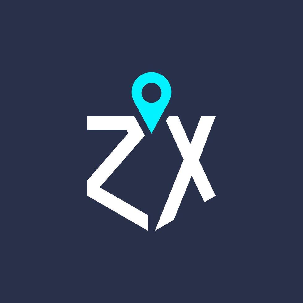 ZX Location Logo Design for Recruitment and Navigation - Letter ZX Logo Icon vector