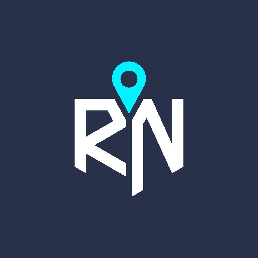 RN Location Logo Design for Recruitment and Navigation - Letter RN Logo Icon vector