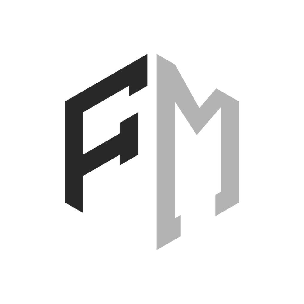 Modern Unique Hexagon Letter FM Logo Design Template. Elegant initial FM Letter Logo Concept vector