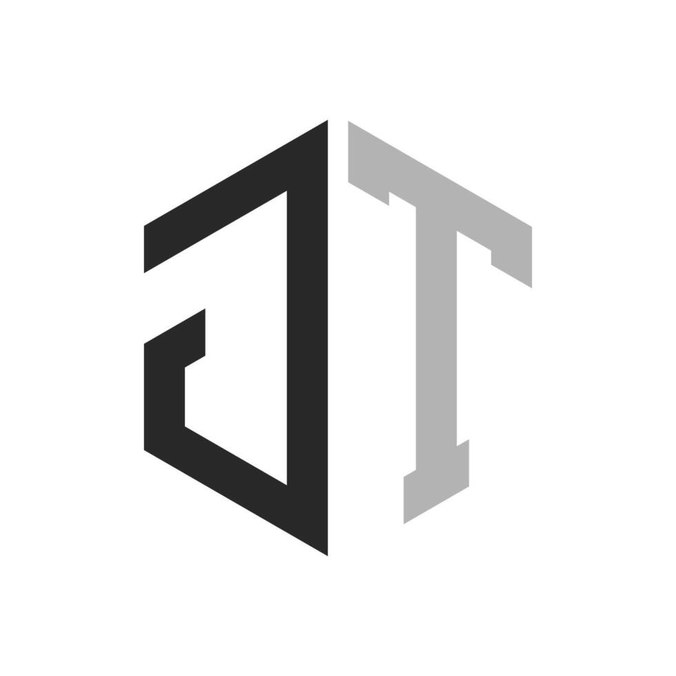 Modern Unique Hexagon Letter JT Logo Design Template. Elegant initial JT Letter Logo Concept vector