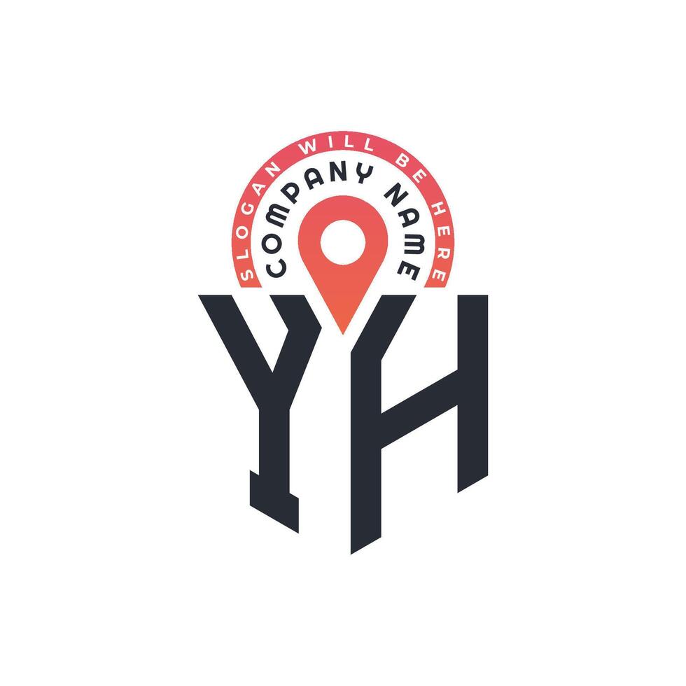 YH Location Logo Design for Human Resources, Recruitment, and Navigation - Letter YH Logo with Location Icon for Business and Technology vector