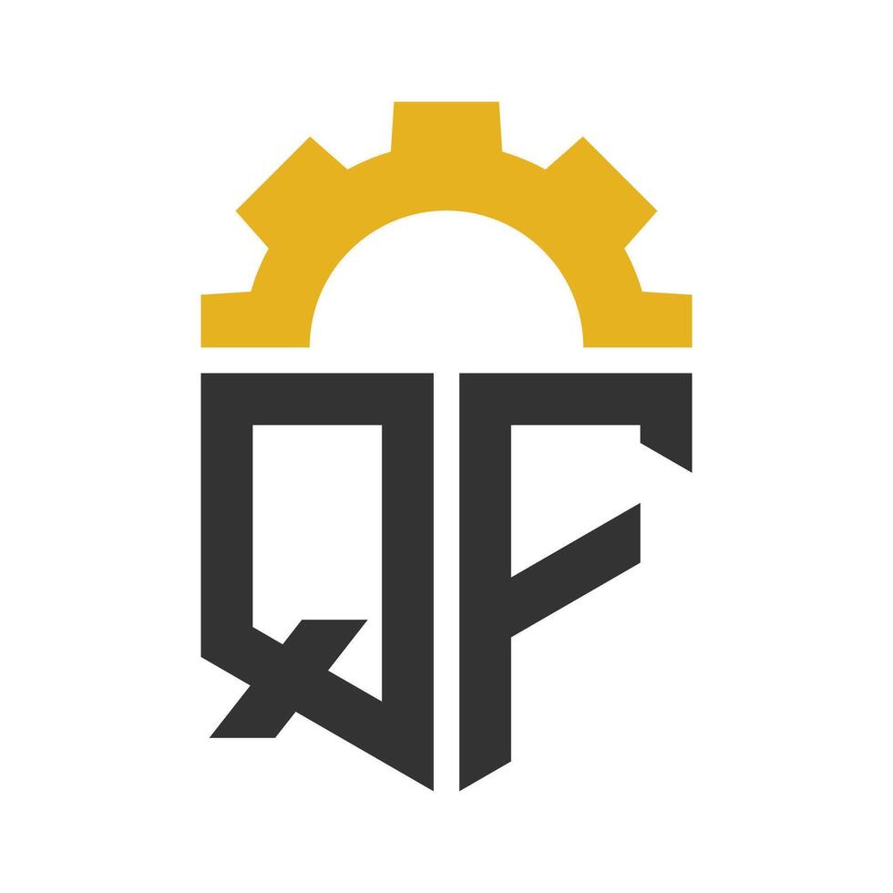 Letter QF Gear Logo Design for Service Center, Repair, Factory, Industrial, Digital and Mechanical Business vector