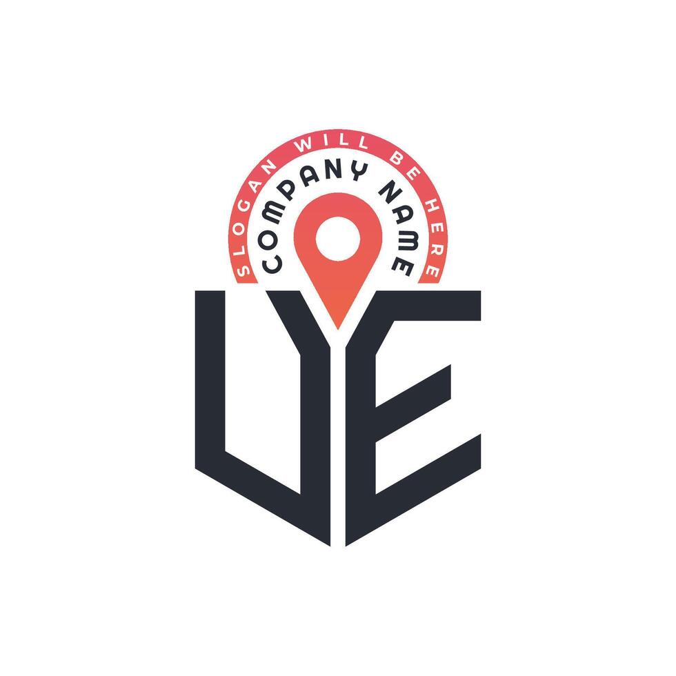 UE Location Logo Design for Human Resources, Recruitment, and Navigation - Letter UE Logo with Location Icon for Business and Technology vector