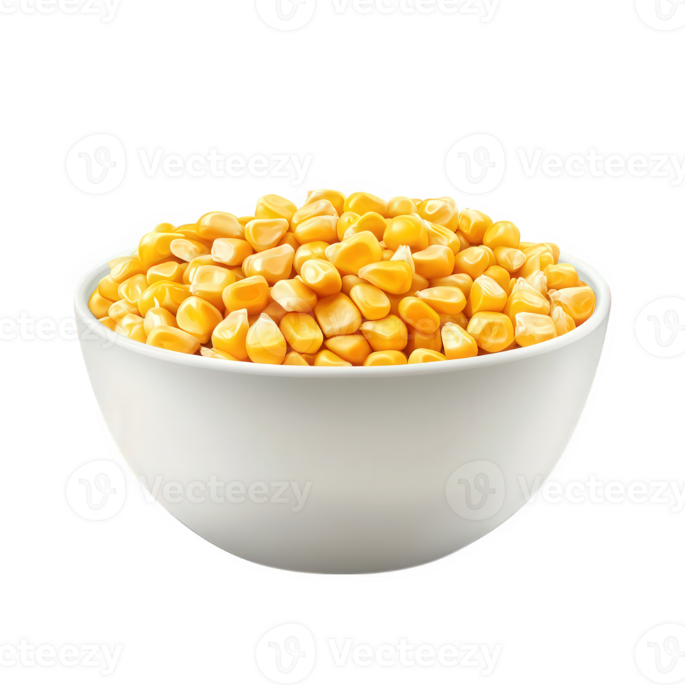 Sweet Corn Kernels in a White Bowl png