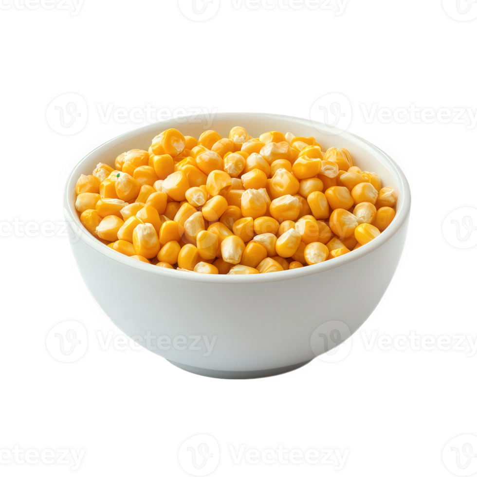 Sweet Corn Kernels in a White Bowl png