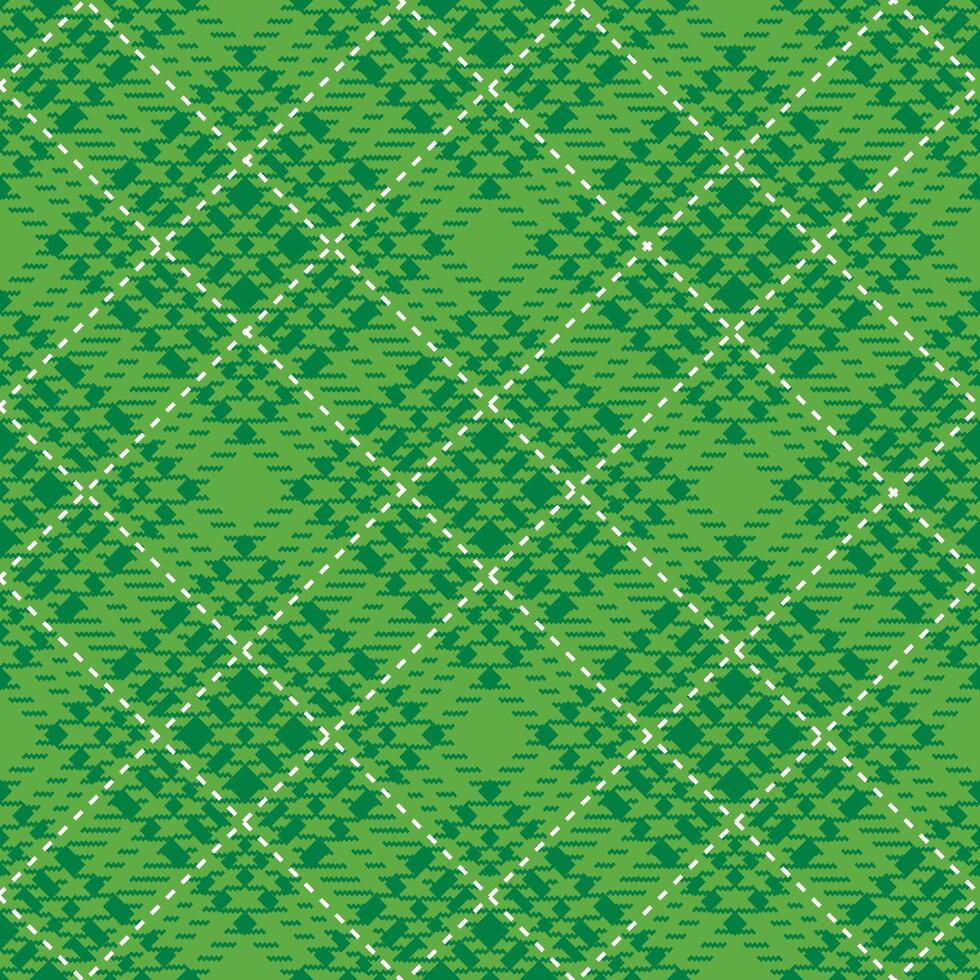 Seamless Gingham Plaid Pattern On Green Background vector