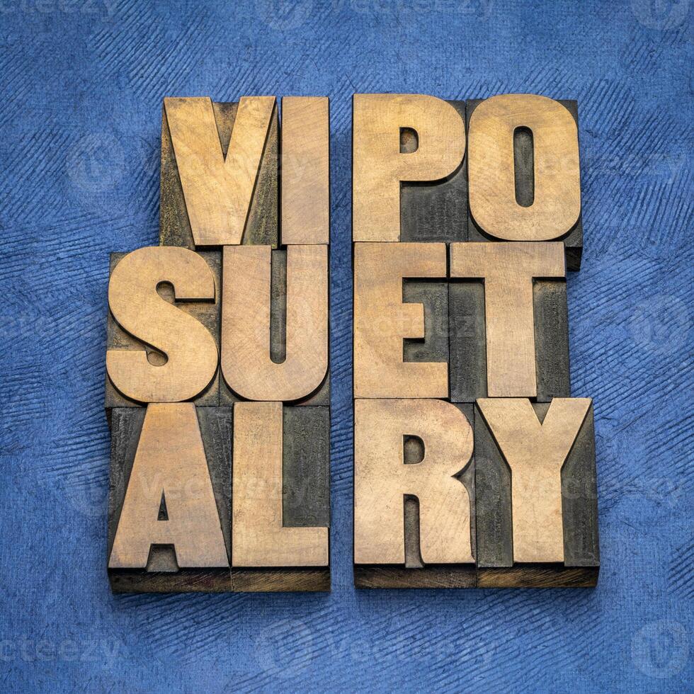 visual poetry word abstract in wood type photo