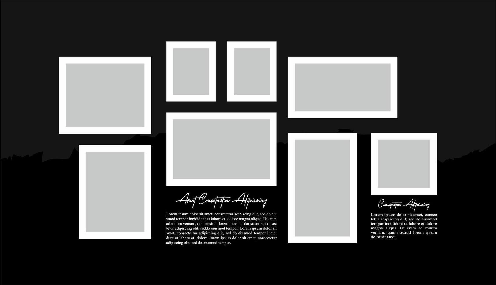 Collage photo effect with text template vector