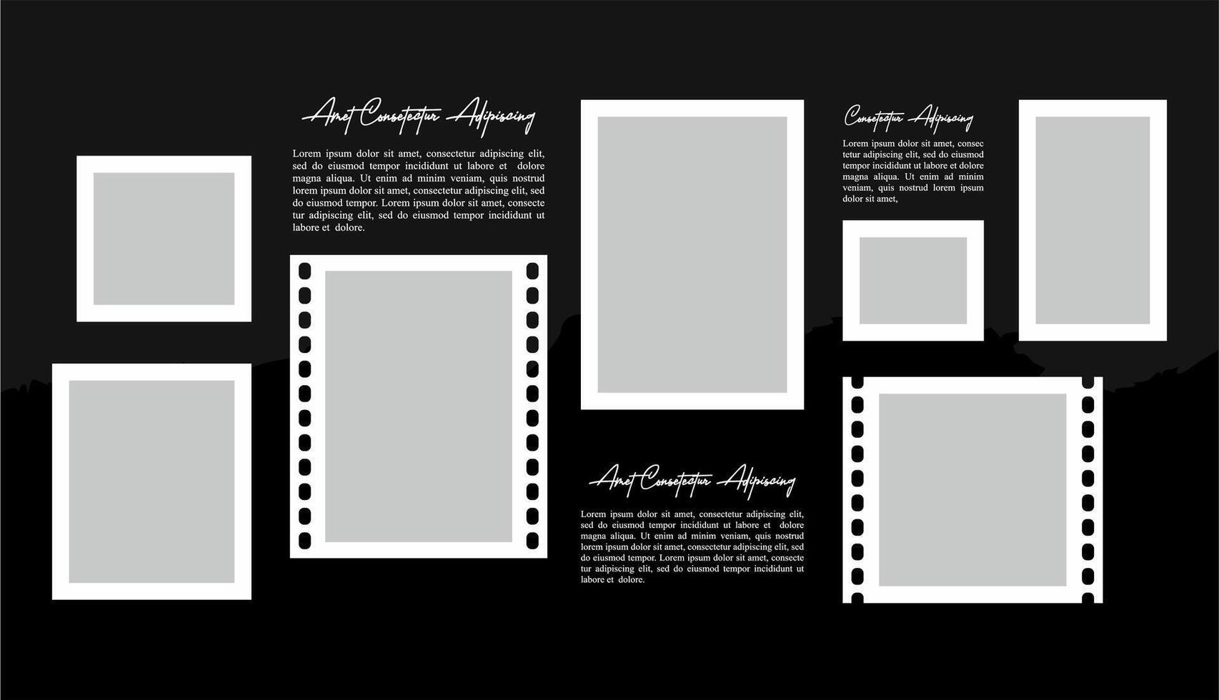 Collage photo frames set with text vector
