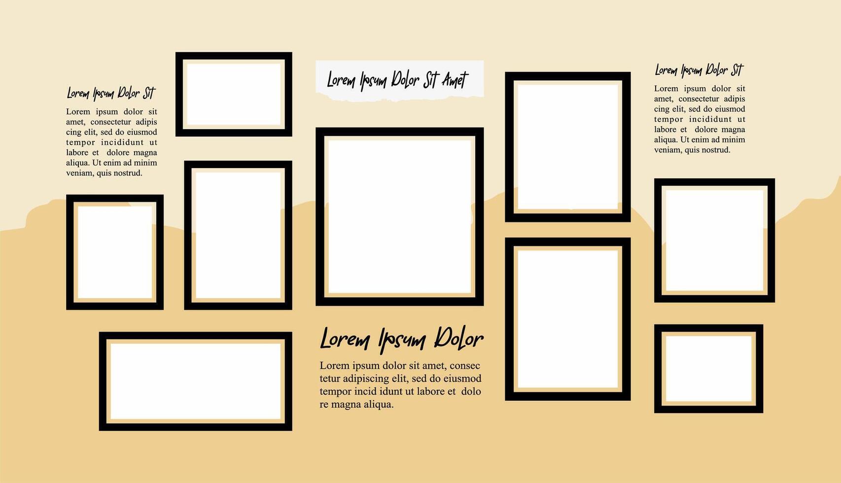 Pictures or photos frame collage layout abstract photo frames and digital photo wall template vector