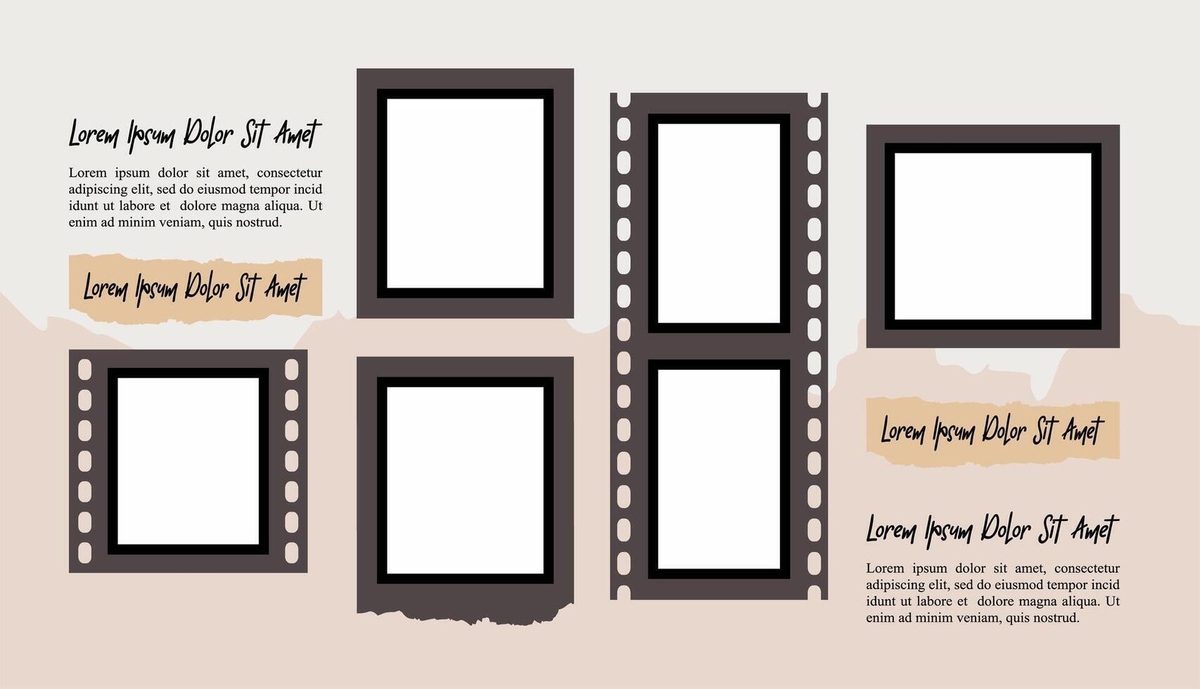 abstract photo frames and digital photo wall template vector