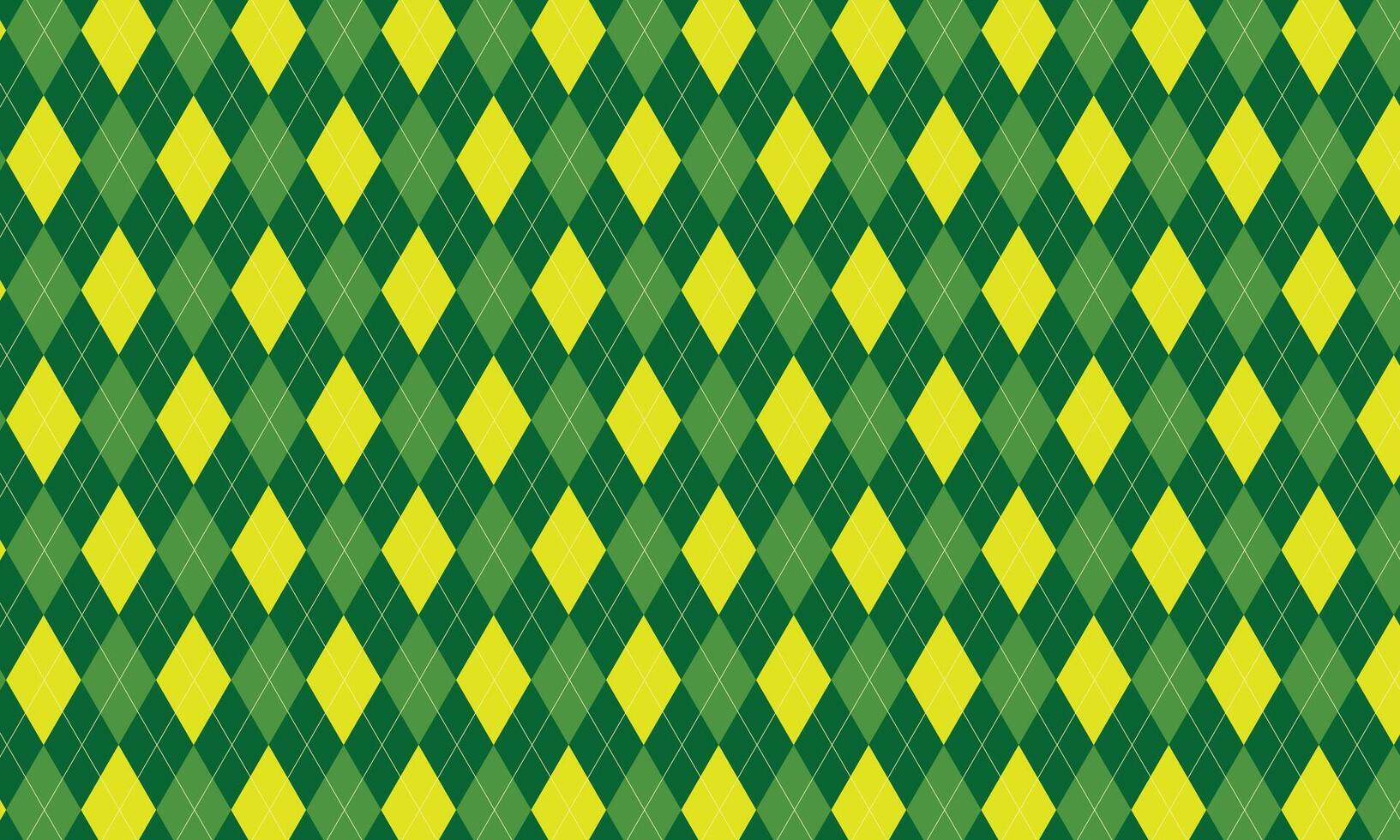 Dark Green Argyle Pattern, Christmas Background, Golf Textile Print, Emerald Diamonds with Gold Accent Lines, Argyle Elegance for the Holidays, Yellow and Green Argyle Pattern vector