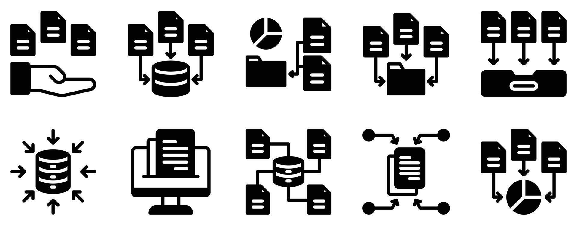Data Gathering Icon Set Precise Solid Style Collection for Information Collection vector