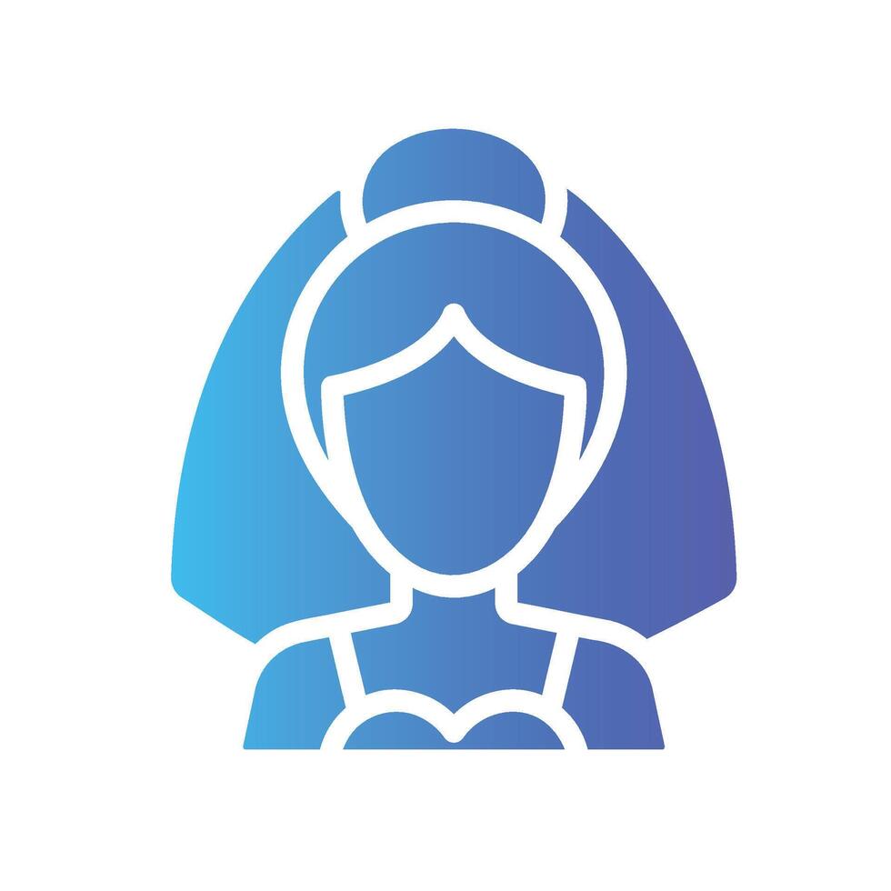 bride Flat Gradient Icon White Background vector