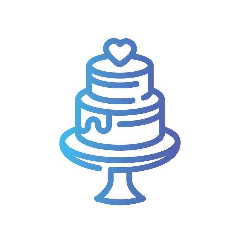 wedding cake Line Gradient Icon White Background vector