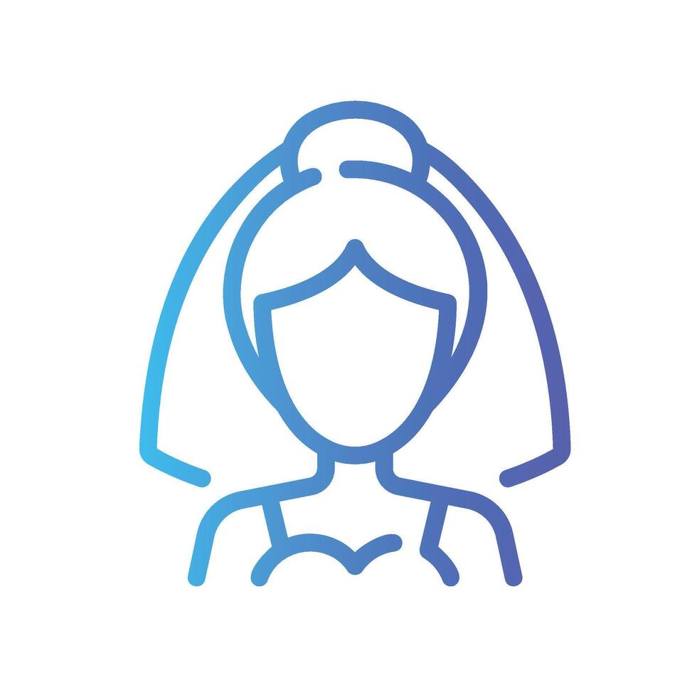 bride Line Gradient Icon White Background vector