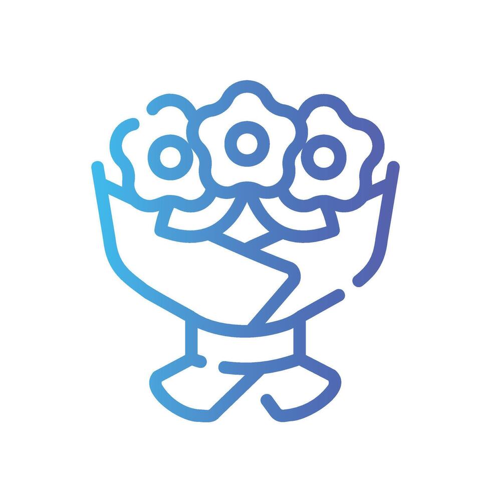flower Line Gradient Icon White Background vector