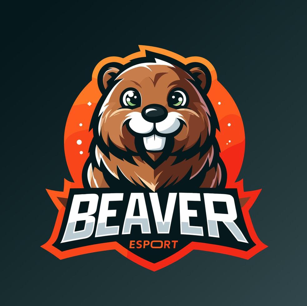 beaver logo design emblem mascot for esport sport team gaming game vector