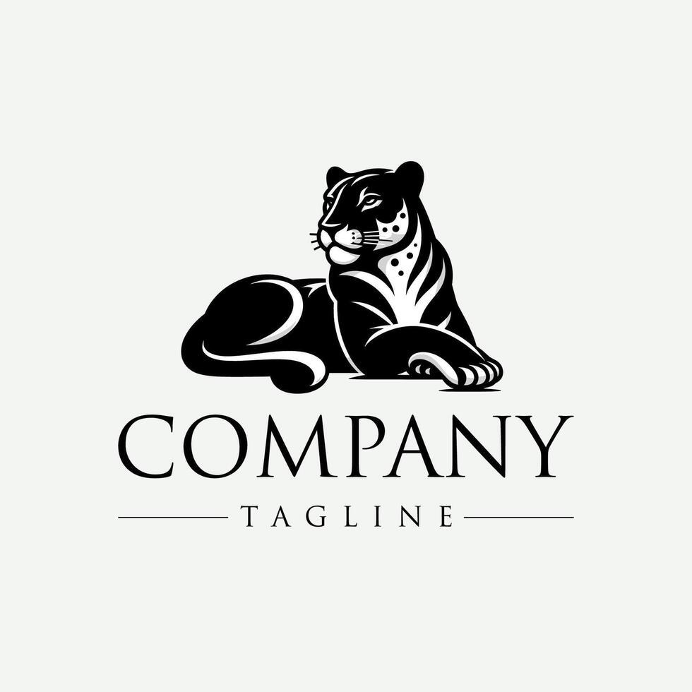 a black and white jaguar logo for a company wild big cat brand business vector