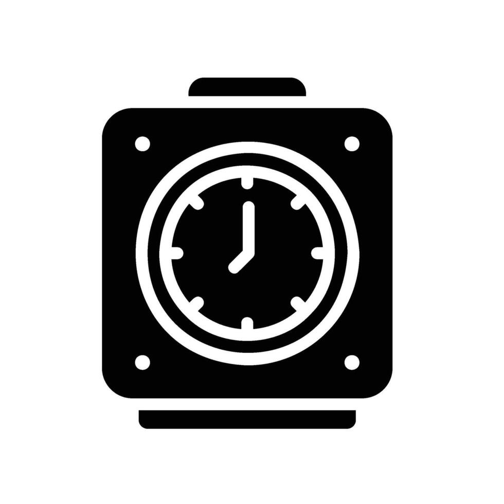 clock Glyph Icon White Background vector