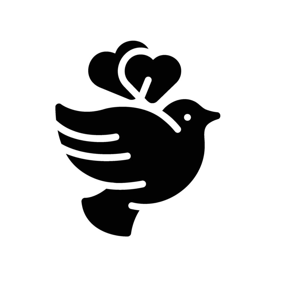dove Glyph Icon White Background vector