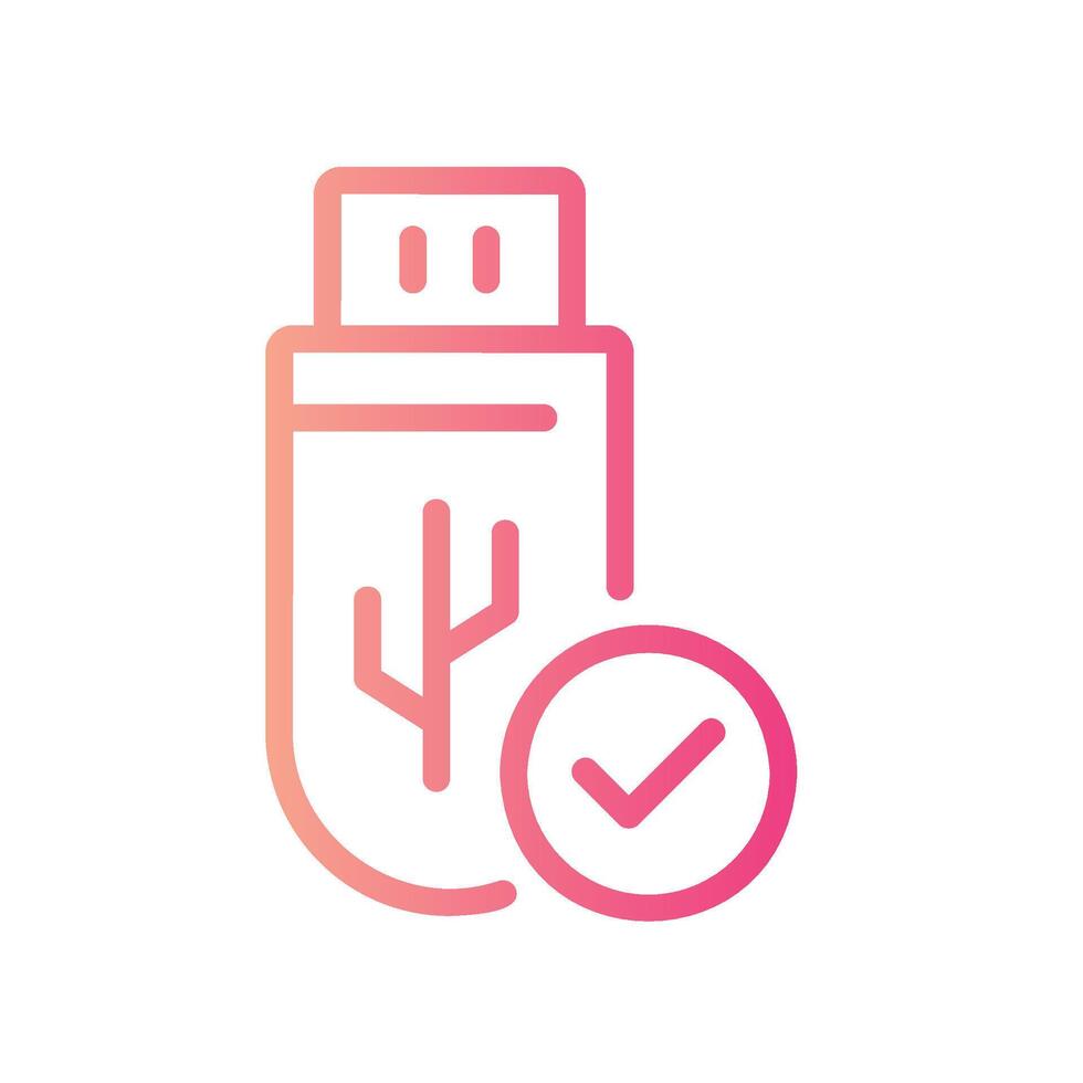 usb Line Gradient Icon White Background vector
