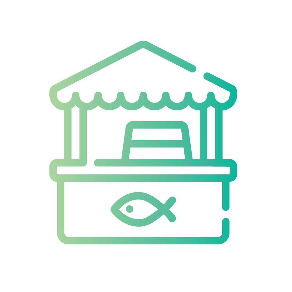 fish Line Gradient Icon White Background vector