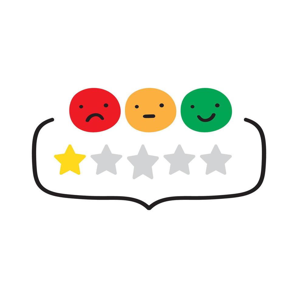 Badge. One star rating review. illustration on white background. vector