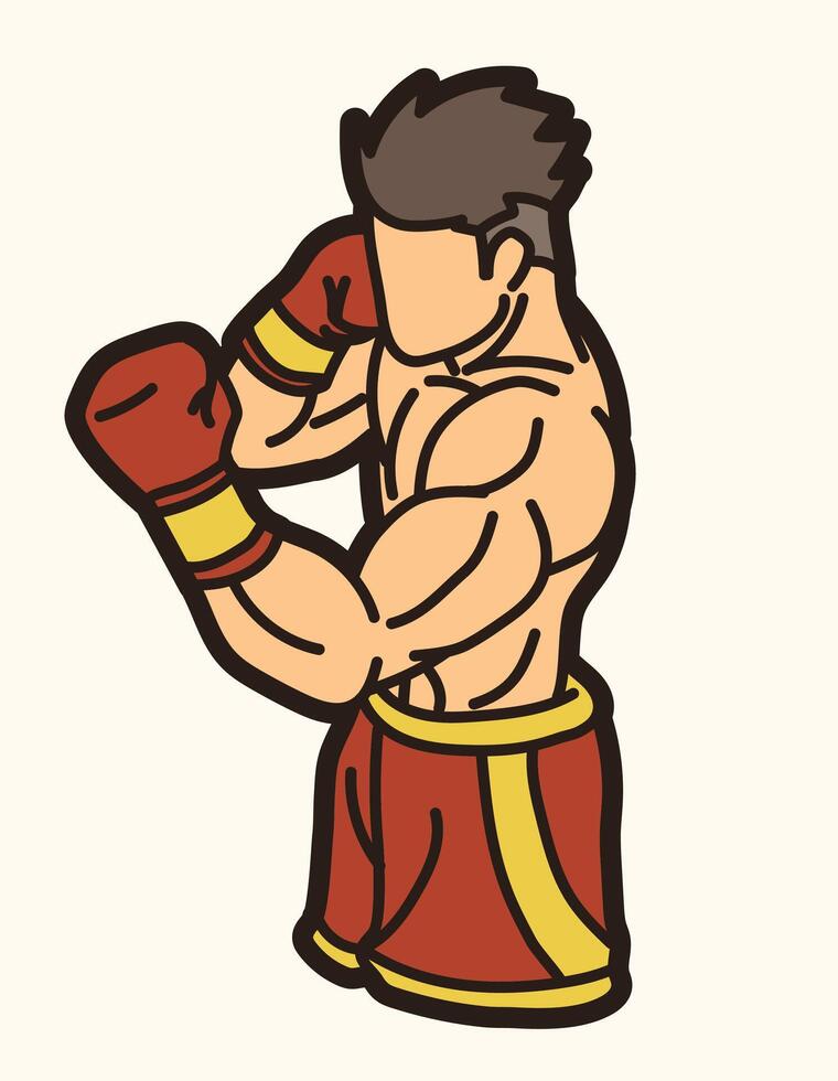 Martial Art Boxing Sport Fighter Punching Action Kickboxing Muay Thai Cartoon Graphic vector