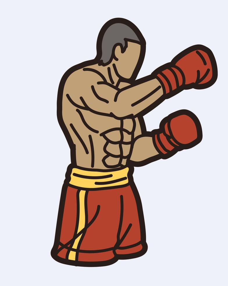 Martial Art Boxing Sport Fighter Punching Action Kickboxing vector