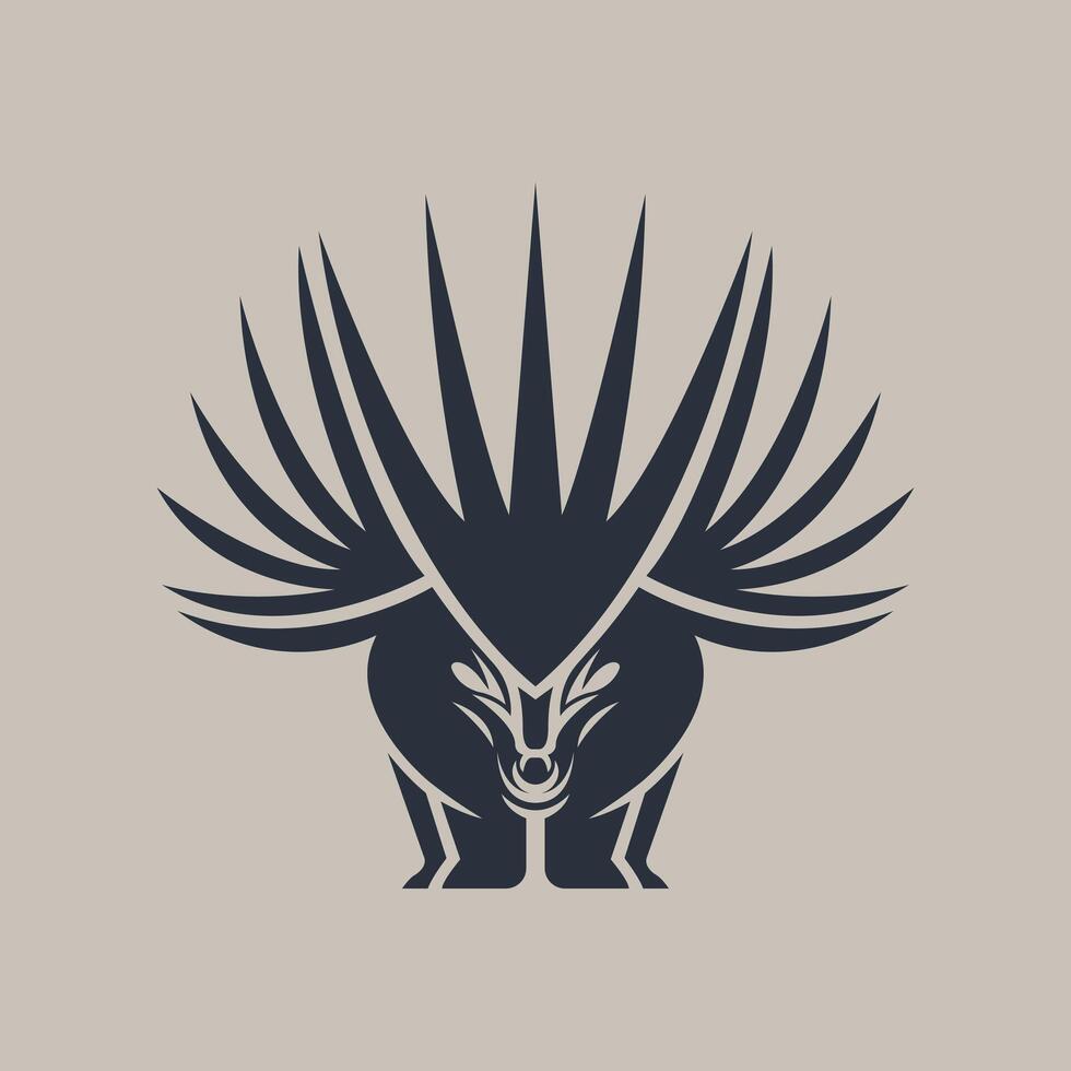 Porcupine with sharp spines logo template vector