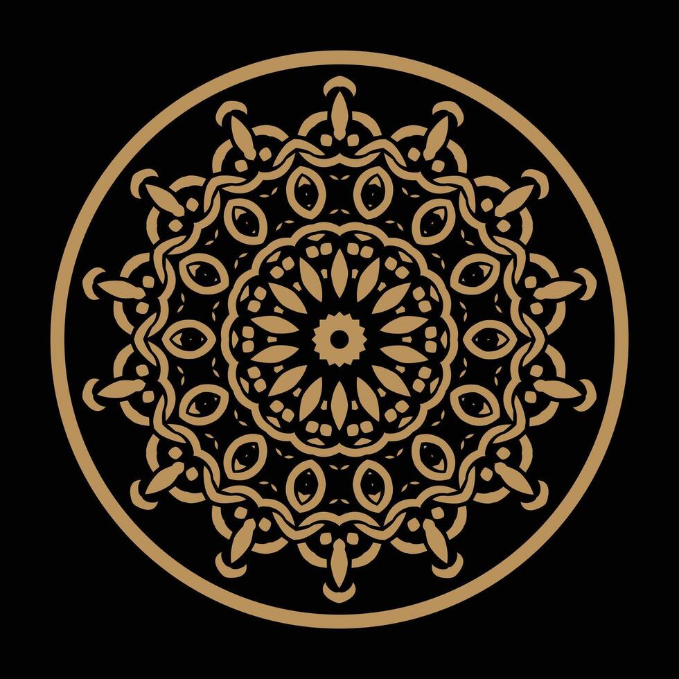 Floral mandala design in a gold color theme vector