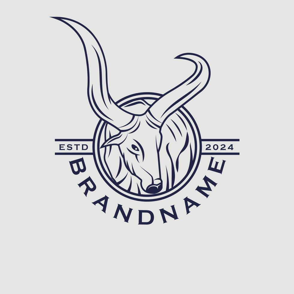 Long horn cattle logo template vector