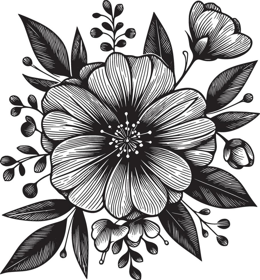 Minimalist Flower Sketch Elegant Line Art Design vector