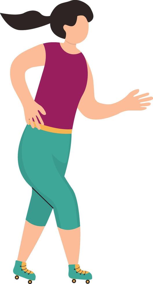 Woman Playing Rollerblade with Casual Clothes vector