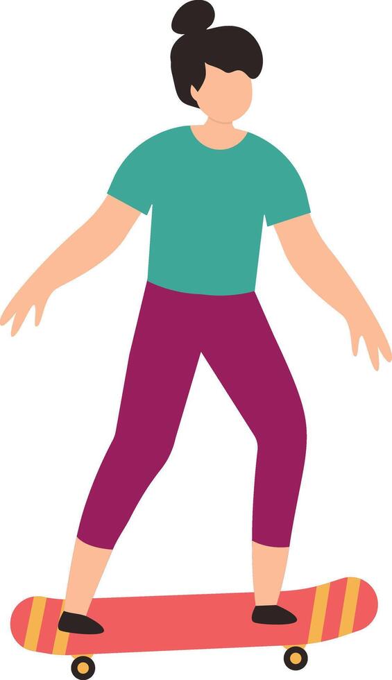 Woman Playing Skateboard with Casual Clothes vector