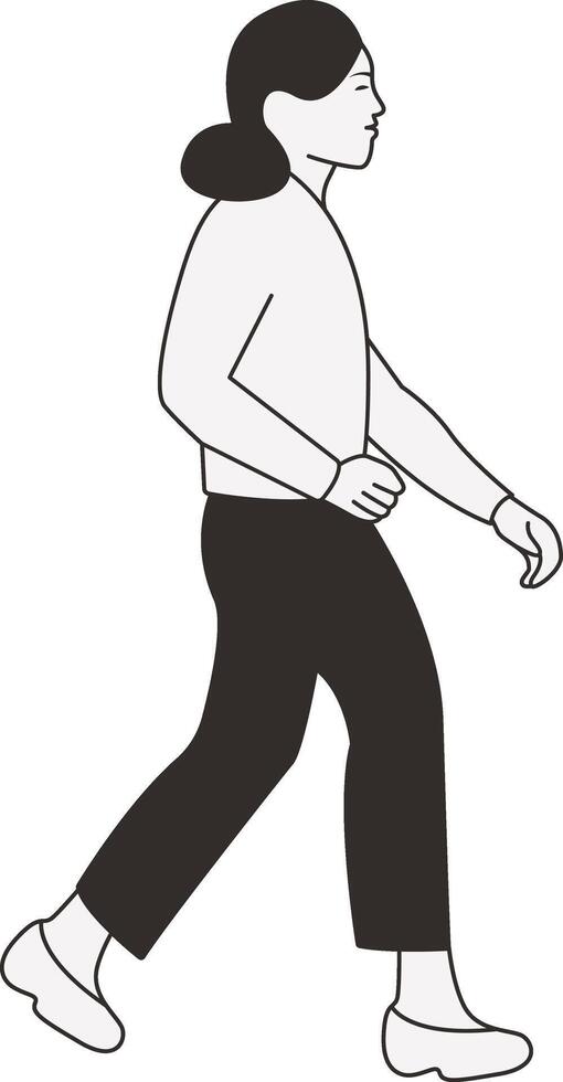 Woman Walking Character in Casual Clothes vector