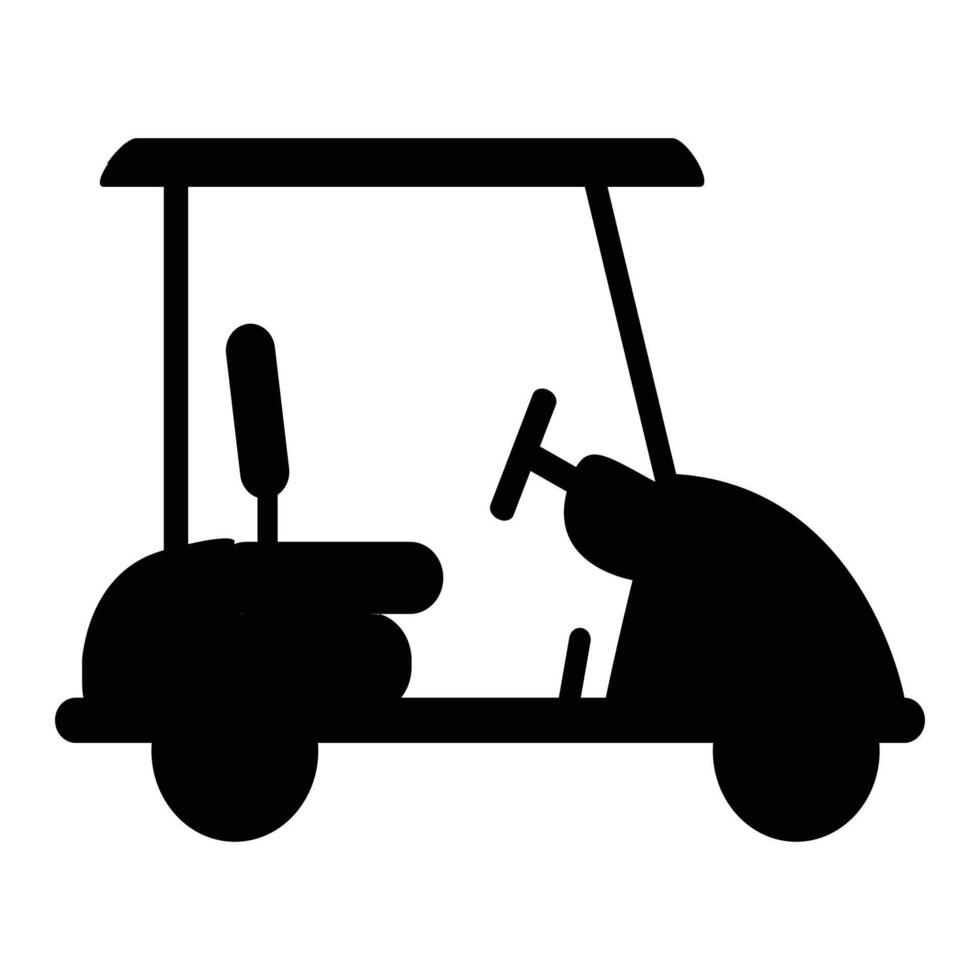 Golf Car on Green Field with Clear Sky Background vector