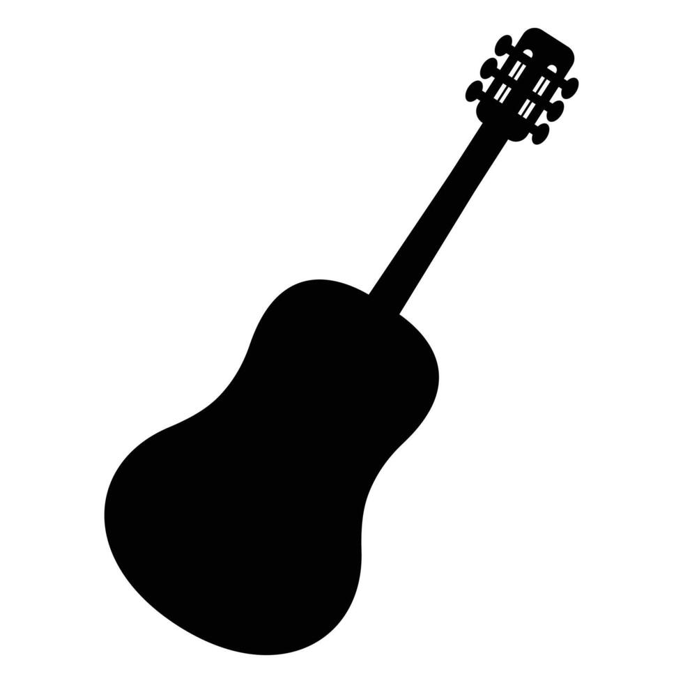 Guitar Silhouette Icon for Music and Rock Themes vector