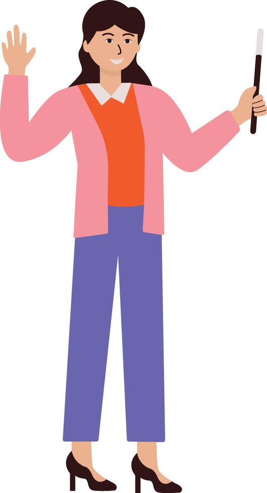 Woman Teacher Holding Stick vector