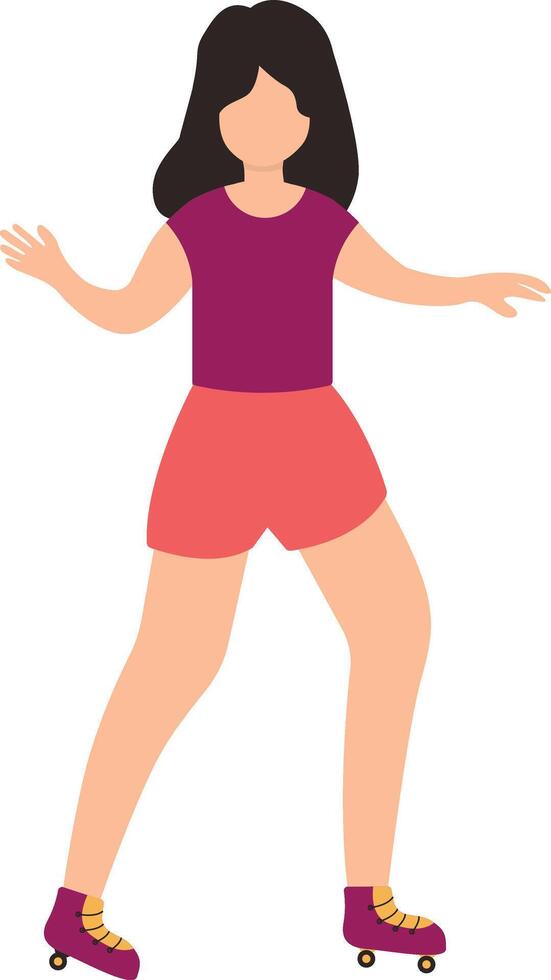 Woman Playing Rollerblade with Shorts vector