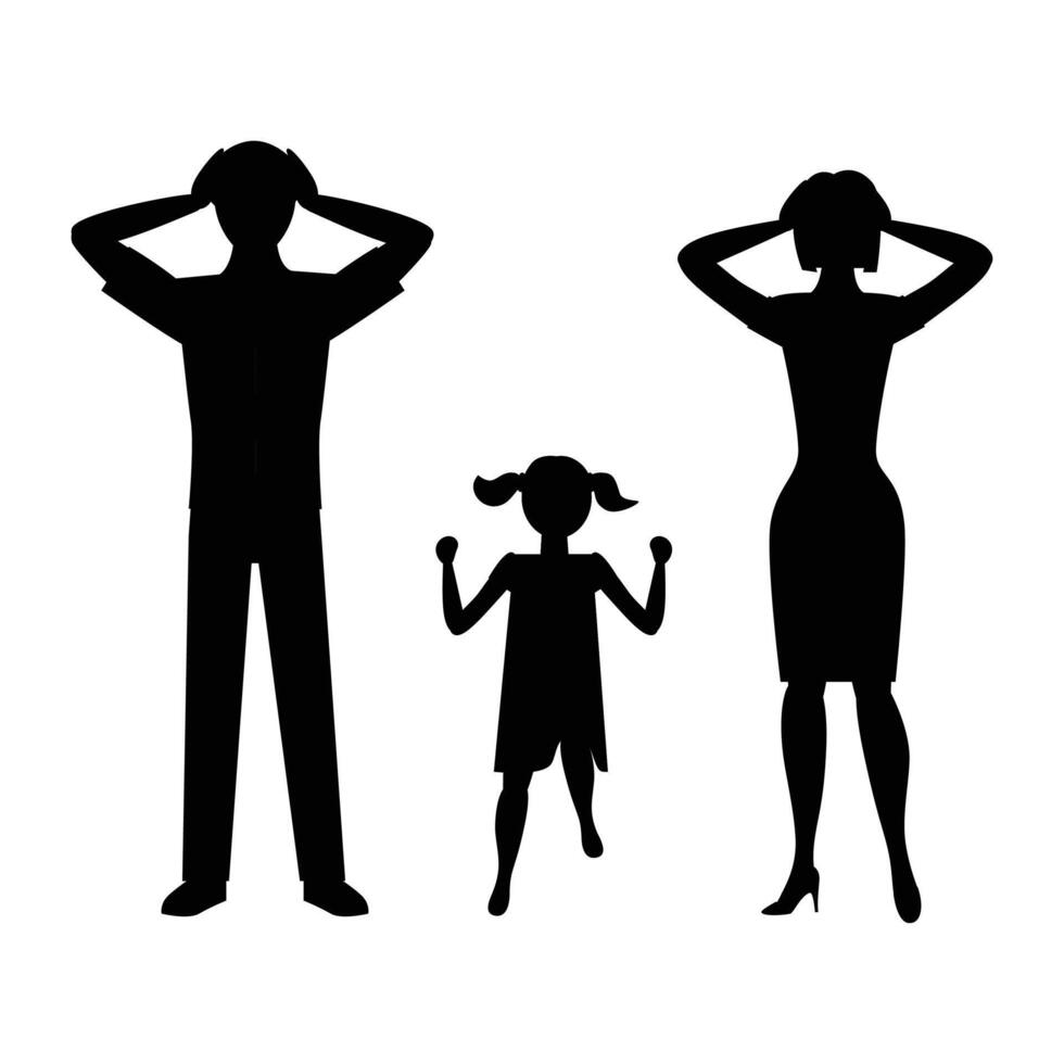 Silhouettes of a Woman and a Man Screaming and Fighting Icon for Conflict and Emotions Themes vector