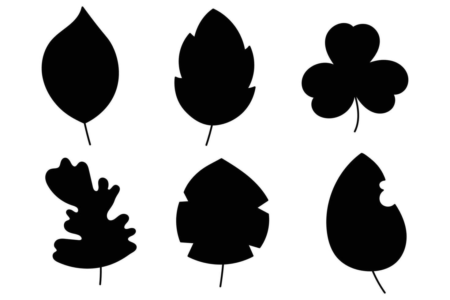 Hand-Drawn Autumn Leaves Outline Oak, Maple, Chestnut vector