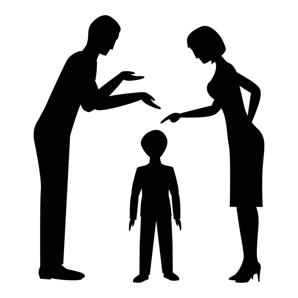 Silhouettes of a Woman and a Man Screaming and Fighting Icon for Conflict and Emotions Themes vector