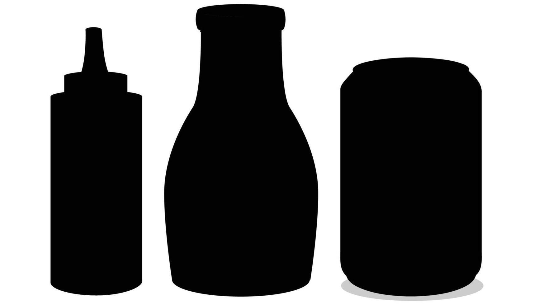Silhouette of Ketchup and Soda Bottle, Fast Food Icons vector