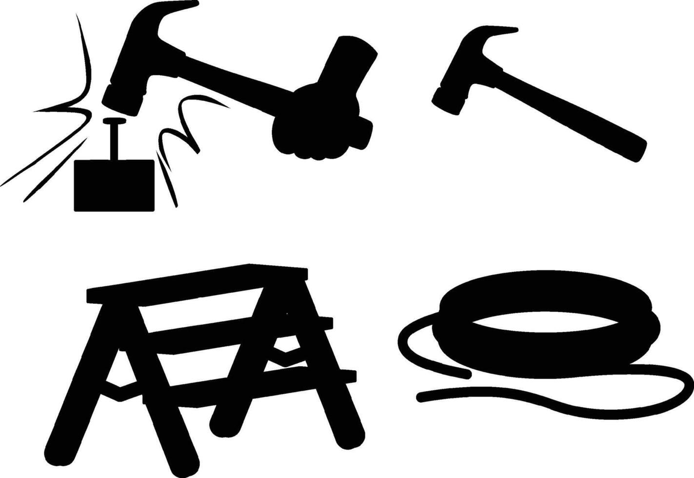 Hammer and Nail Icon in Flat Design Style vector