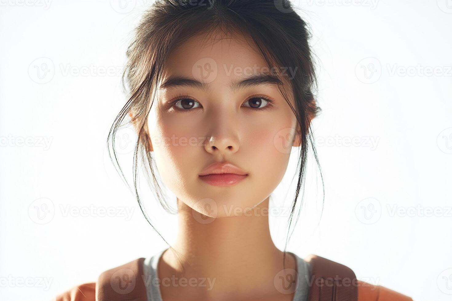 A beautiful young woman with a backpack photo