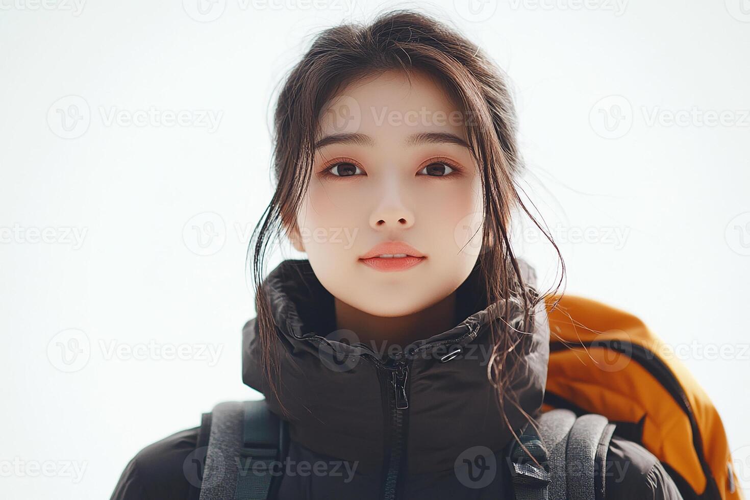 A beautiful young woman with a backpack photo