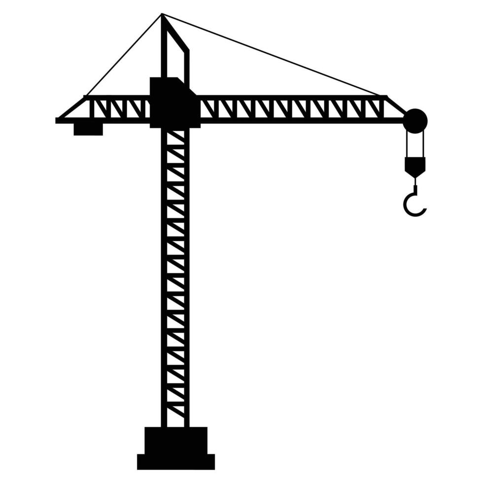 Crane Outline Silhouette Against Sunset Sky Background vector